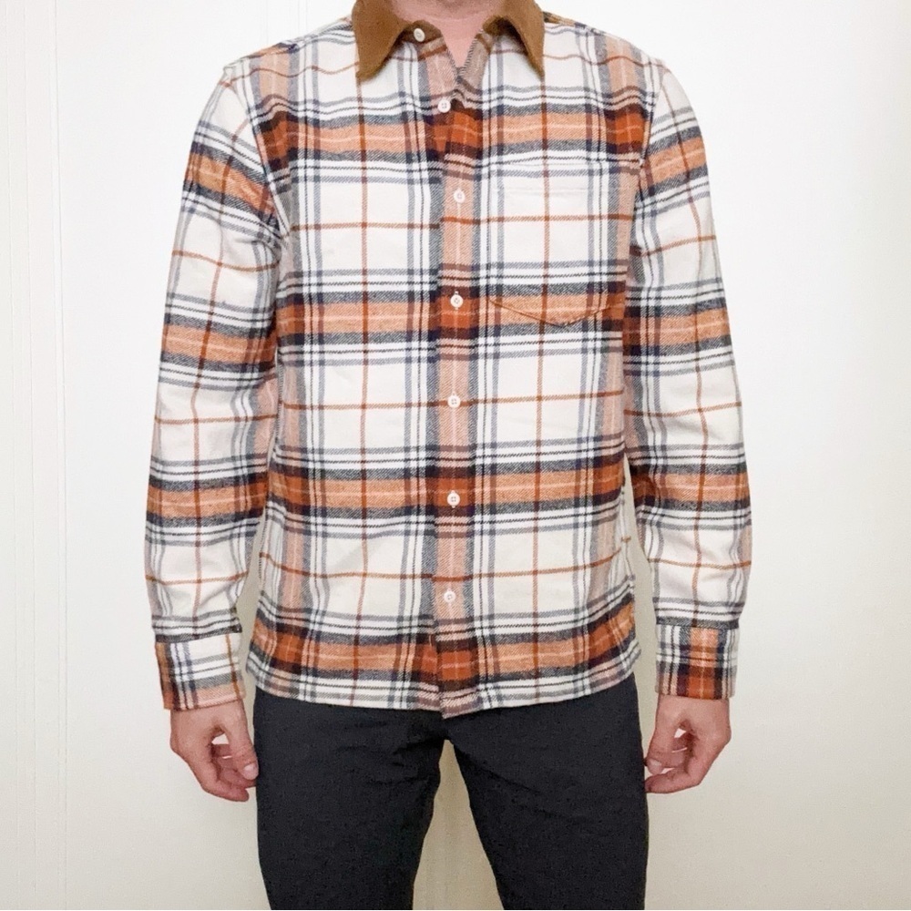Madewell Men’s Corduroy Collar Easy Fit Shirt Jacket Small Plaid Flannel New